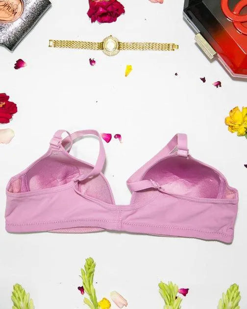 Pink Push Up Bra for Women, Adjustable, Soft Charmeuse, AA Cup, Daily Wear