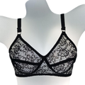 Black Lace Bra for Women, Adjustable Straps, Breathable Net Fabric, Sizes 32-42