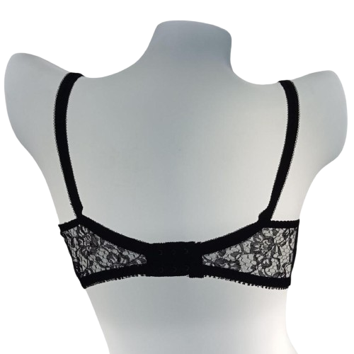 Black Lace Bra for Women, Adjustable Straps, Breathable Net Fabric, Sizes 32-42