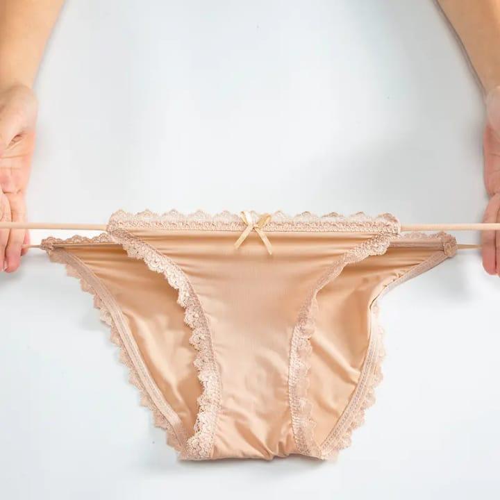 Beige Silk Lace G-String Women's Underwear