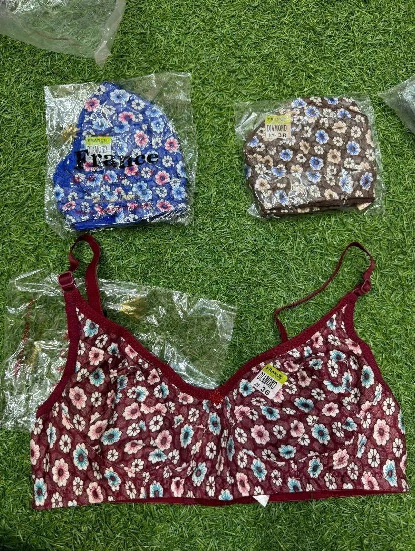 Multicolor Printed Cotton Full Cup Bras Set of 5
