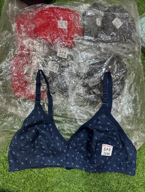 Multicolor Printed Cotton Full Cup Bras Set of 5