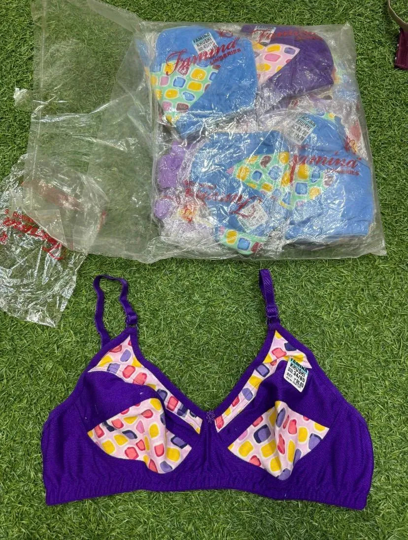Multicolor Printed Cotton Full Cup Bras Set of 5