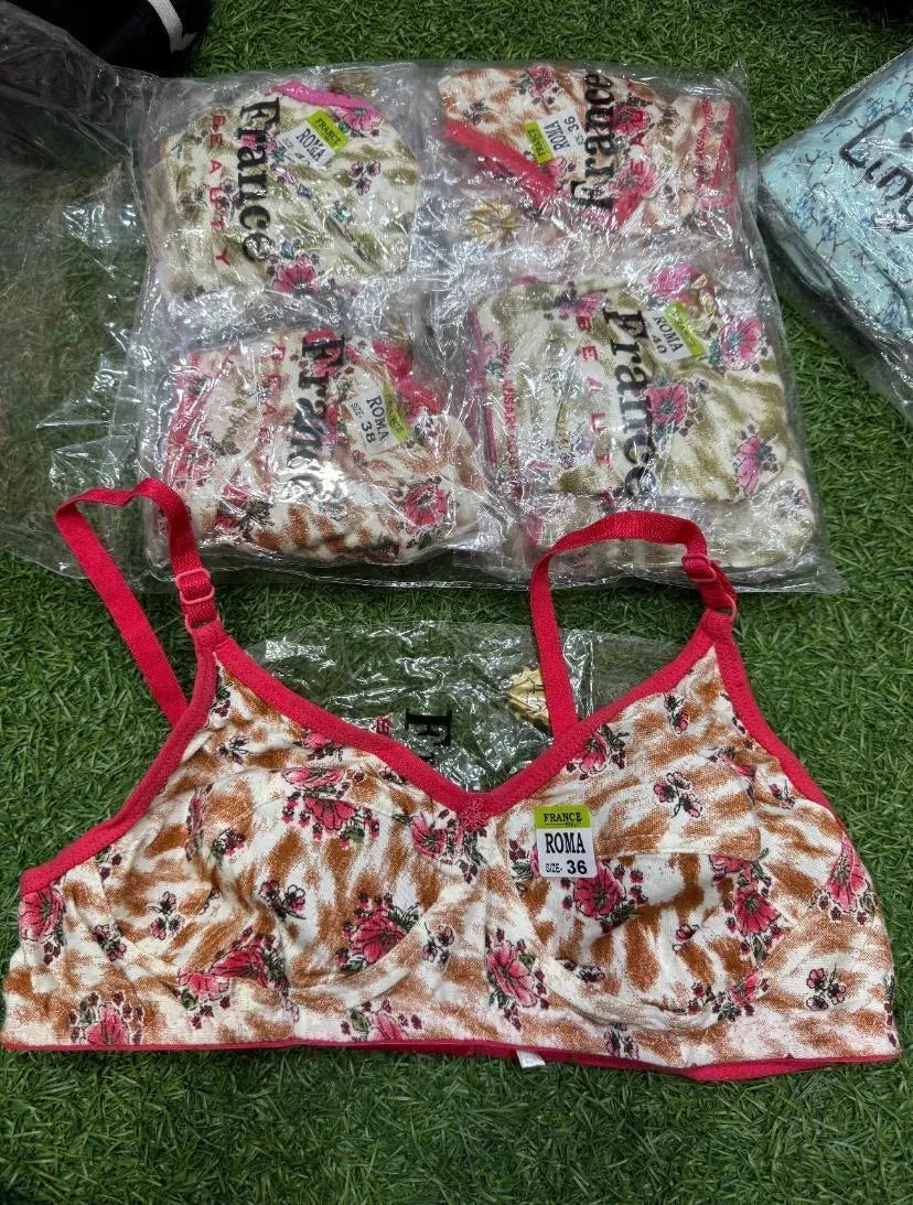Multicolor Printed Cotton Full Cup Bras Set of 5