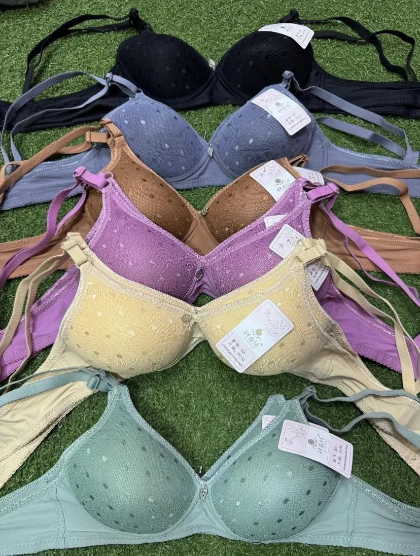 Multicolor Padded Bra Embroidered Polyester Sizes 32-42
